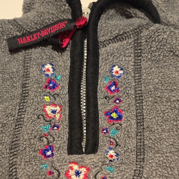 Harley-Davidson Pink and Gray Fleece Hoodie High Collar 18 Mos - Picture 4 of 5